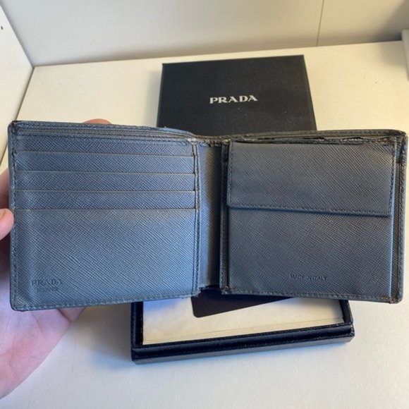SOLD Gray Prada Saffiano Leather Bifold Wallet - Picture 2 of 12